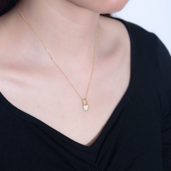 Wholesale Women's S925 Sterling Silver Diamond Geometric Heart Lock Cross Chain Necklace
