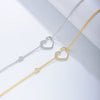 Wholesale Women's S925 Sterling Silver Diamond Heartshaped Doublelayer Bracelet Jewelry