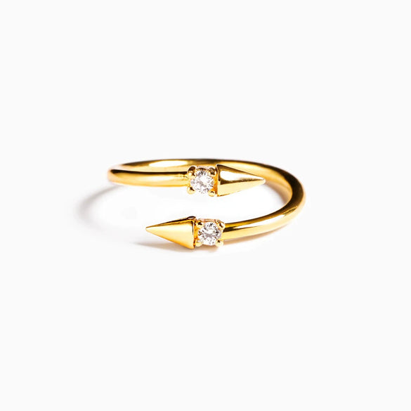 Wholesale Women's S925 Sterling Silver Double Arrow Open Ring Geometric Style Electroplated Jewelry