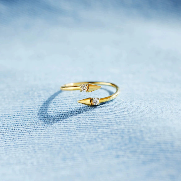 Wholesale Women's S925 Sterling Silver Double Arrow Open Ring Geometric Style Electroplated Jewelry