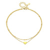 Wholesale Women's S925 Sterling Silver Double Layer Chain Heart Shaped Pendant Anklet With Gold Plated Love Design