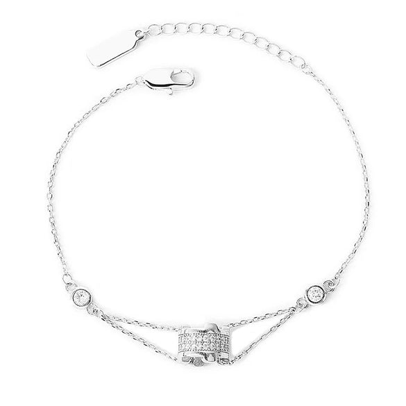 Wholesale Women's S925 Sterling Silver Double Layer Small Waist Design Electroplated Hand Jewelry Bracelet