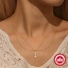 Wholesale Women's S925 Sterling Silver Double Layer Stacked Geometric Elegant Allmatch Clavicle Chain Necklace With Electroplating