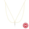 Wholesale Women's S925 Sterling Silver Double Layer Stacked Geometric Elegant Allmatch Clavicle Chain Necklace With Electroplating