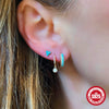 Wholesale Women's S925 Sterling Silver Double Row Mixed Color Diamond Turquoise Earrings With Geometric Design And Electroplating