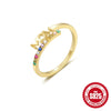 Wholesale Women's S925 Sterling Silver Doublelayer Ring With Moon And Fivepointed Star Design Opening Adjustable Electroplated