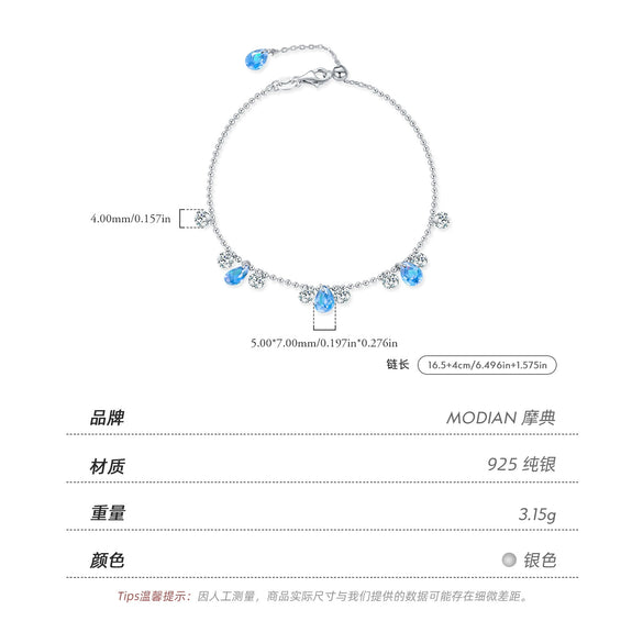 Wholesale Women's S925 Sterling Silver Drop Shape Diamond Bean Bracelet