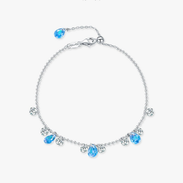 Wholesale Women's S925 Sterling Silver Drop Shape Diamond Bean Bracelet