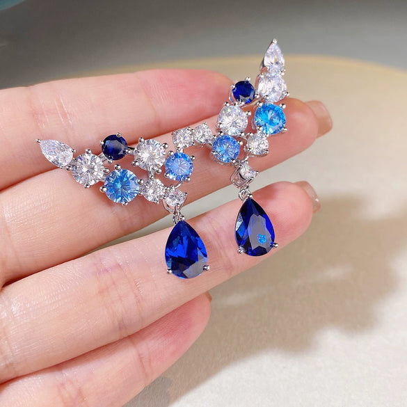 Wholesale Women's S925 Sterling Silver Drop Shape Geometric Earrings With Electroplating