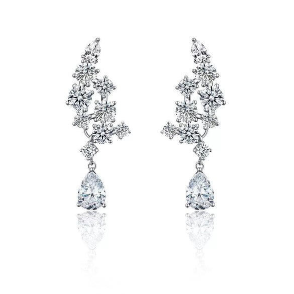 Wholesale Women's S925 Sterling Silver Drop Shape Geometric Earrings With Electroplating