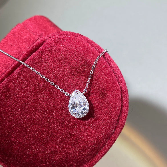 Wholesale Women's S925 Sterling Silver Drop Shape Pendant Ochain Necklace With Electroplating Minimalist Style