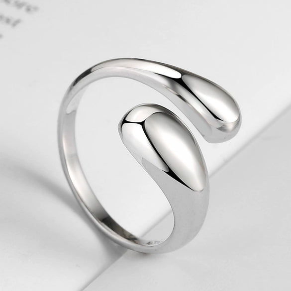 Wholesale Women's S925 Sterling Silver Drop Shape Ring Electroplated Trendy Simple Allmatch