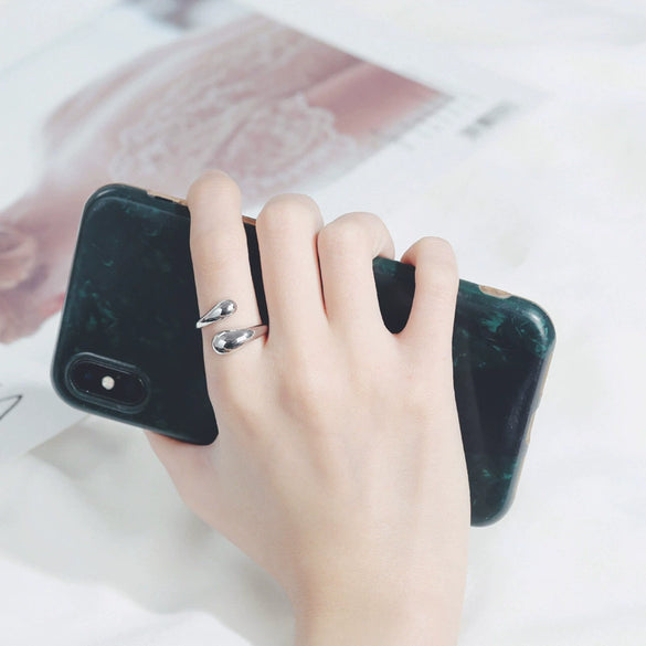 Wholesale Women's S925 Sterling Silver Drop Shape Ring Electroplated Trendy Simple Allmatch
