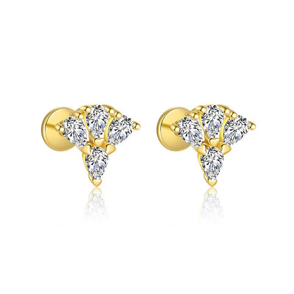 Wholesale Women's S925 Sterling Silver Earrings With Four Leaf Clover Butterfly Love Tassel Heart Shape Flower And Geometric Patterns And Zirconia