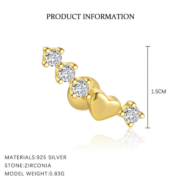 Wholesale Women's S925 Sterling Silver Earrings With Four Leaf Clover Butterfly Love Tassel Heart Shape Flower And Geometric Patterns And Zirconia