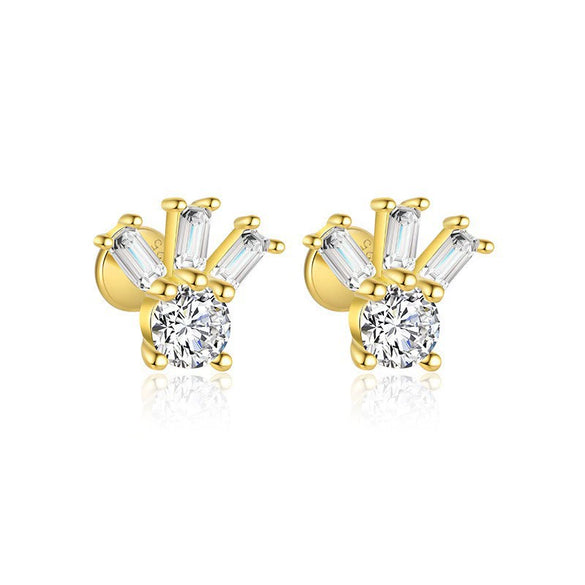 Wholesale Women's S925 Sterling Silver Earrings With Four Leaf Clover Butterfly Love Tassel Heart Shape Flower And Geometric Patterns And Zirconia