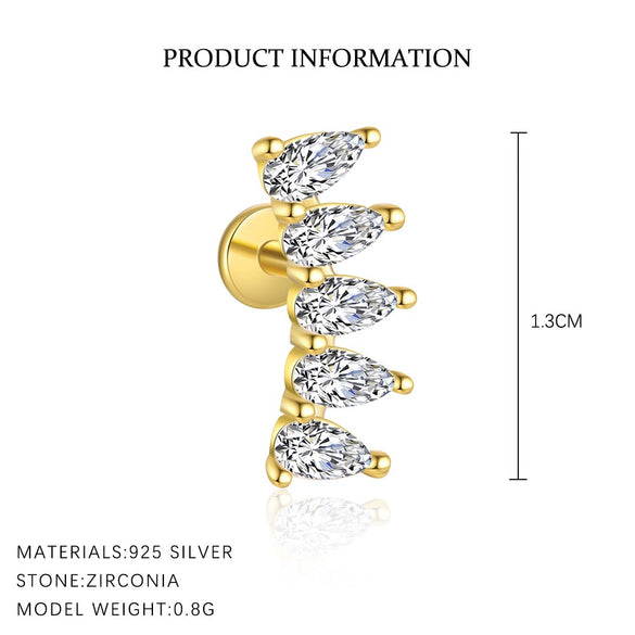 Wholesale Women's S925 Sterling Silver Earrings With Four Leaf Clover Butterfly Love Tassel Heart Shape Flower And Geometric Patterns And Zirconia