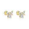 Wholesale Women's S925 Sterling Silver Earrings With Four Leaf Clover Butterfly Love Tassel Heart Shape Flower And Geometric Patterns And Zirconia