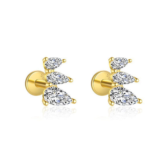 Wholesale Women's S925 Sterling Silver Earrings With Four Leaf Clover Butterfly Love Tassel Heart Shape Flower And Geometric Patterns And Zirconia