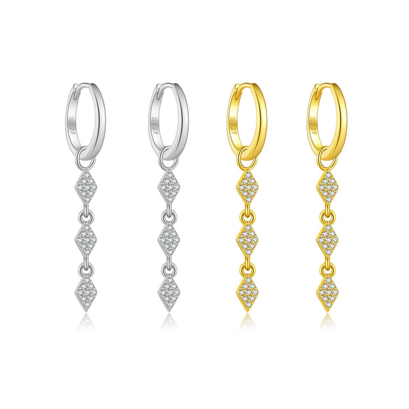 Wholesale Women's S925 Sterling Silver Earrings With Geometric Joker Design And Platinum Or 18K Gold Electroplating