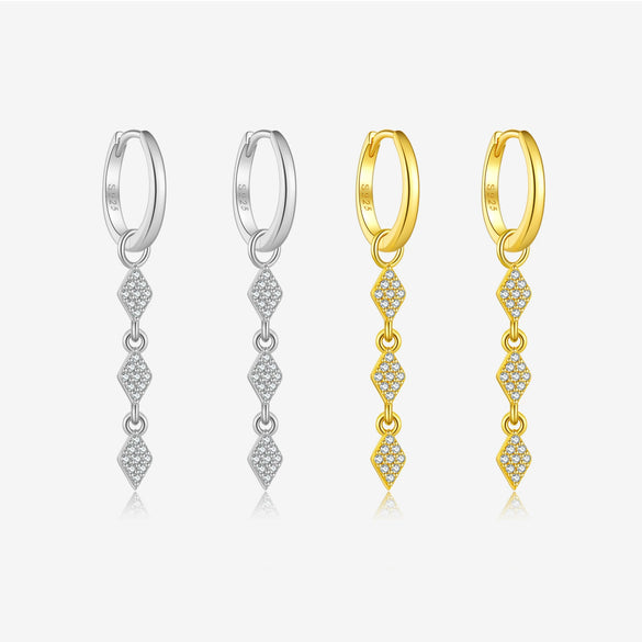 Wholesale Women's S925 Sterling Silver Earrings With Geometric Joker Design And Platinum Or 18K Gold Electroplating