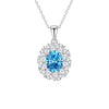 Wholesale Women's S925 Sterling Silver Eggshaped Oval Clavicle Necklace With Aquamarine And High Carbon Diamond Light Luxury Geometric Style Cross Chain