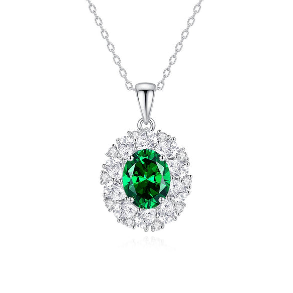 Wholesale Women's S925 Sterling Silver Eggshaped Oval Clavicle Necklace With Aquamarine And High Carbon Diamond Light Luxury Geometric Style Cross Chain