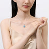 Wholesale Women's S925 Sterling Silver Eggshaped Oval Clavicle Necklace With Aquamarine And High Carbon Diamond Light Luxury Geometric Style Cross Chain
