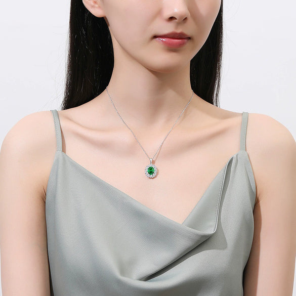 Wholesale Women's S925 Sterling Silver Eggshaped Oval Clavicle Necklace With Aquamarine And High Carbon Diamond Light Luxury Geometric Style Cross Chain