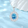 Wholesale Women's S925 Sterling Silver Eggshaped Oval Clavicle Necklace With Aquamarine And High Carbon Diamond Light Luxury Geometric Style Cross Chain