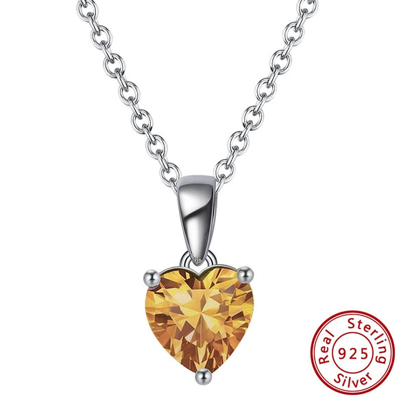 Wholesale Women's S925 Sterling Silver Electroplated Heartshaped Constellation Birthday Stone Necklace