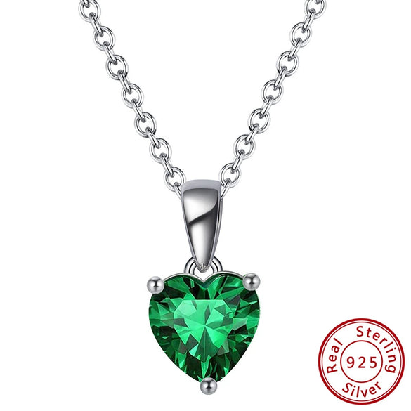Wholesale Women's S925 Sterling Silver Electroplated Heartshaped Constellation Birthday Stone Necklace