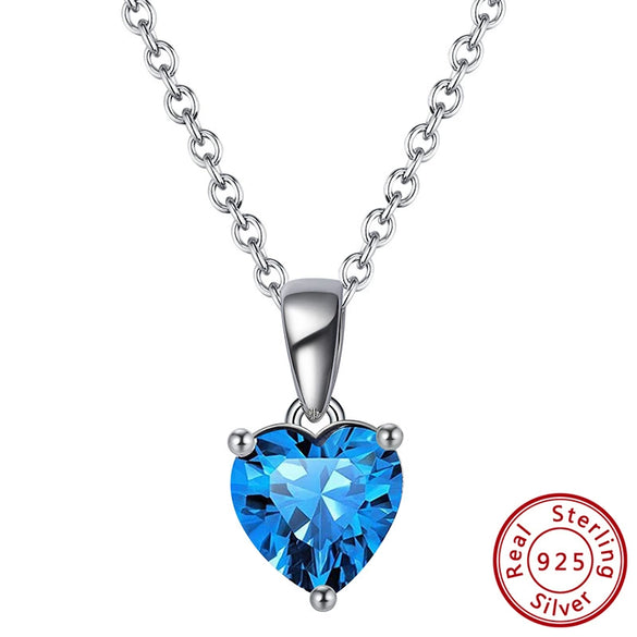 Wholesale Women's S925 Sterling Silver Electroplated Heartshaped Constellation Birthday Stone Necklace