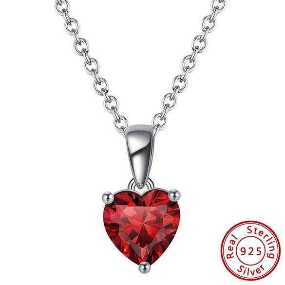 Wholesale Women's S925 Sterling Silver Electroplated Heartshaped Constellation Birthday Stone Necklace