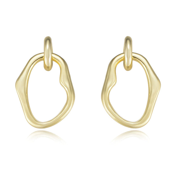Wholesale Women's S925 Sterling Silver Electroplated Irregular Geometric Circle Hollow Earrings