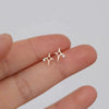Wholesale Women's S925 Sterling Silver Electroplated 14K Gold Star Fourpointed Star Earrings