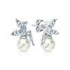 Wholesale Women's S925 Sterling Silver Elegant Earrings With Shell Beads Pearl Inlaid And Geometric Pattern