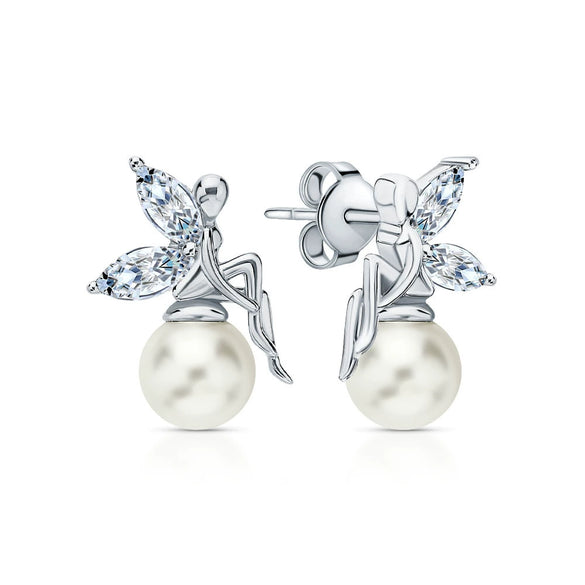 Wholesale Women's S925 Sterling Silver Elegant Earrings With Shell Beads Pearl Inlaid And Geometric Pattern