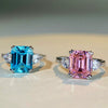 Wholesale Women's S925 Sterling Silver Emerald Cut Ring With Geometric Style And Electroplating Process