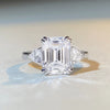 Wholesale Women's S925 Sterling Silver Emerald Cut Ring With Geometric Style And Electroplating Process