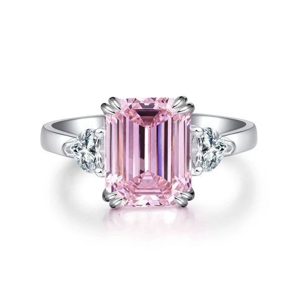Wholesale Women's S925 Sterling Silver Emerald Cut Ring With Geometric Style And Electroplating Process