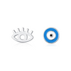 Wholesale Women's S925 Sterling Silver Enamel Blue Eyes Earrings With Dripping Glue Mini Personality Creative Eyelash Asymmetric And Lovely Style