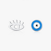 Wholesale Women's S925 Sterling Silver Enamel Blue Eyes Earrings With Dripping Glue Mini Personality Creative Eyelash Asymmetric And Lovely Style