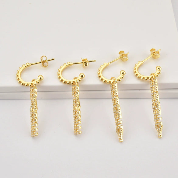 Wholesale Women's S925 Sterling Silver English Letter Pendant C Ring Earrings With Joker Design And Geometric Style