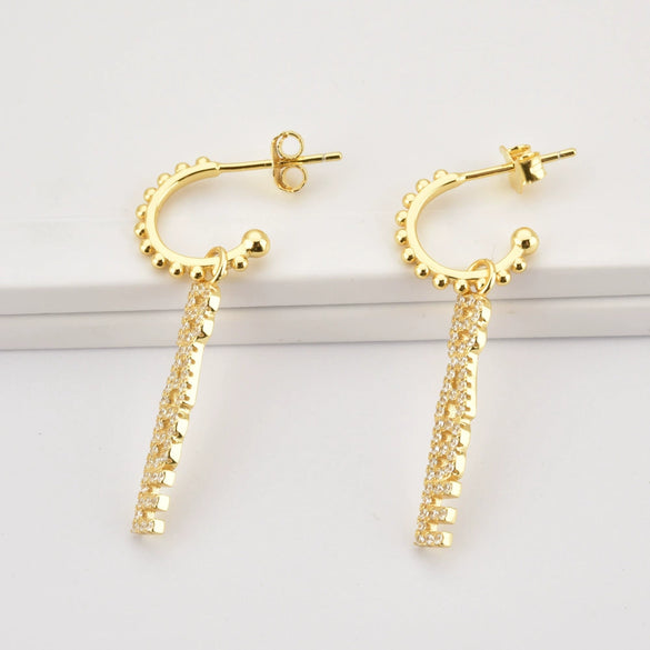 Wholesale Women's S925 Sterling Silver English Letter Pendant C Ring Earrings With Joker Design And Geometric Style