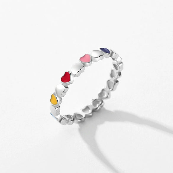 Wholesale Women's S925 Sterling Silver Epoxy Heartshaped Ring