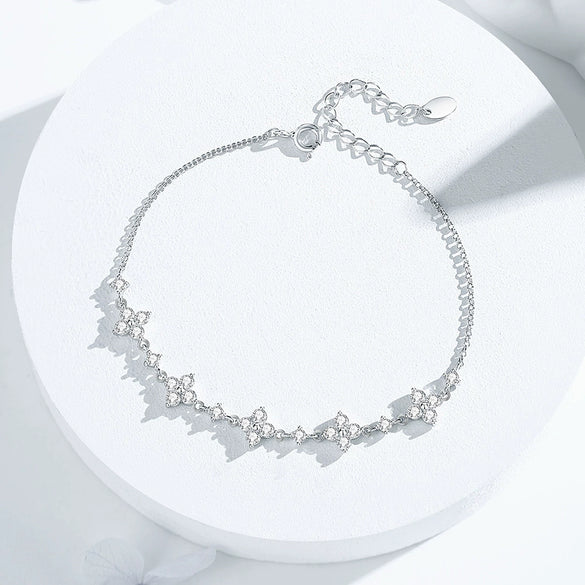 Wholesale Women's S925 Sterling Silver Fairy Bracelet With Star And Geometric Pattern Electroplated Light Luxury And Minimalist Style