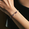Wholesale Women's S925 Sterling Silver Fairy Style Drop Shape Amethyst Diamond Tassel Peas Bracelet
