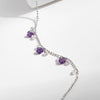 Wholesale Women's S925 Sterling Silver Fairy Style Drop Shape Amethyst Diamond Tassel Peas Bracelet