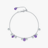 Wholesale Women's S925 Sterling Silver Fairy Style Drop Shape Amethyst Diamond Tassel Peas Bracelet
